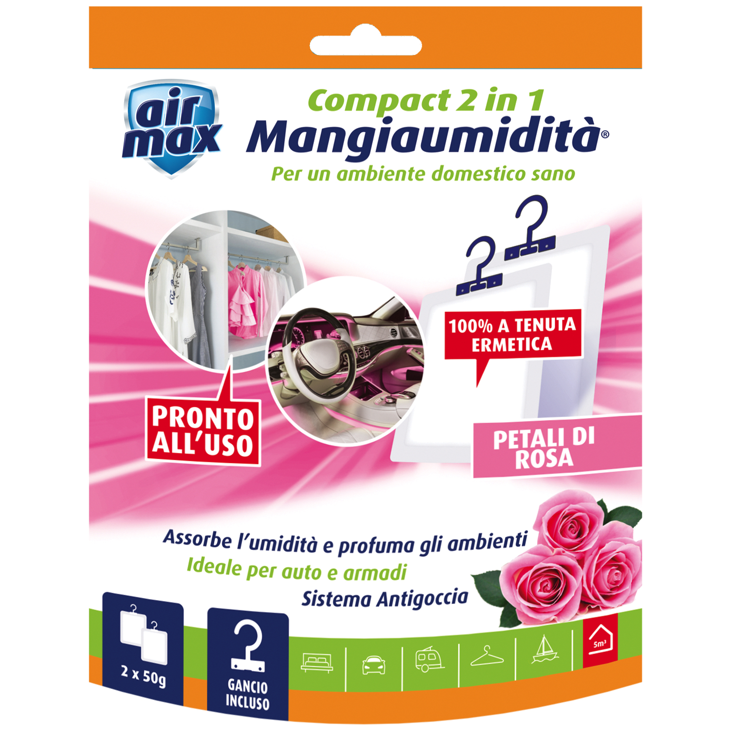 AIR MAX DISPOSITIVO MANGIAUMIDITÀ AMBIANCE MINI BIANCO 100G - PROMO PACK (2  KIT+2 TAB) - Assorbi Umido Peragashop